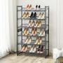 SONGMICS 3-Tier Shoe Rack Storage, Metal Mesh, Flat or Angled Stackable Shoe Shelf Stand for 9 to 12 Pairs of Shoes, Cool Gray ULMR03GB