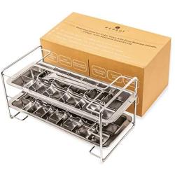 Ecozoi Stainless Steel Metal Ice Cube Trays With Easy Release Handle - 2 Pack With Stand | 36 Ice Cube Slots | Removable Slots For Easy Ice Cube Removal And Cleaning | Eco Friendly, Plastic Free