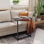 Homemaxs C Table Sofa Side End Table Wood Finish Steel Construction Easy Assembly 26-Inch for Small Space (Gray)