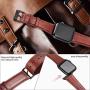 BRG Leather Bands Compatible with Apple Watch Band 44mm 42mm 40mm 38mm, Men Women Replacement Genuine Leather Strap for iWatch SE Series 6 5 4 3 2 1, Reddish Band/Brown Adapter, 44mm 42mm