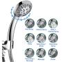 High Pressure Handheld Shower Head, 9 Spray Setting Hand Held Showerhead with 60 Inch Hose (Silver)