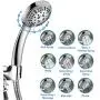 High Pressure Handheld Shower Head, 9 Spray Setting Hand Held Showerhead with 60 Inch Hose (Silver)