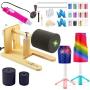 Cup Turner for Crafts Tumbler Cup Spinner Machine Kit, Wood Cuptisserie Turner DIY Glitter Epoxy Tumblers with Silent UL Motor Safety Switch 2 Foams (Wood & Hot Air Gun)