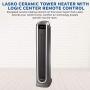 Lasko Ceramic Tower Space Heater with Logic Center Digital Remote Control-Features Built-in Timer and Oscillation, 7.3″L x 9.2″W x 29.75″H, Black 5572