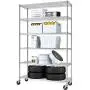 Meet Perfect 6-Shelf Shelving Storage Unit,Heavy Duty Metal Organizer Wire Rack w/Wheels,76 x 48x 18 Adjustable 4800 LBS NSF Shelves- Chrome Silver