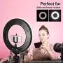 LimoStudio 14 inch Diameter Dimmable Continuous Round LED Ring Light, Beauty Facial Shoot, Smartphone, Youtube, Vine Self-Portrait, Light Stand Tripod, Camera Mount Adapter, Photo Studio, AGG2203