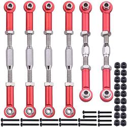 Hobbypark Aluminum Adjustable Tie Rods Toe Links Set Linkage Steel Turnbuckles for Arrma 1/10 Granite 4X4 Replacement (6-Pack) (Red)