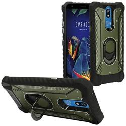 Eaglecell - for LG K40, Harmony 3, Xpression Plus 2 (2019) LM-X420, LG Solo LTE L423DL - Aluminum Metal Hybrid Phone Case with Stand - ZY0 Dark Green