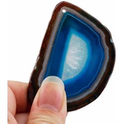 SUNYIK Top Drilled Agate Quartz Slice,Irregular Shapes,Blue,Pack of 10