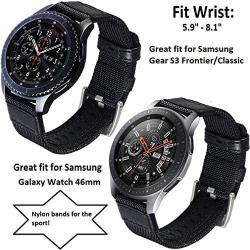 Olytop Compatible with Samsung Galaxy Watch 3 45mm Band/ Galaxy Watch 46mm Bands, 22mm Quick Release Premium Nylon Sports Strap with Metal Band for Samsung Gear S3 Frontier / Classic Smartwatch -2Pack (Silver)