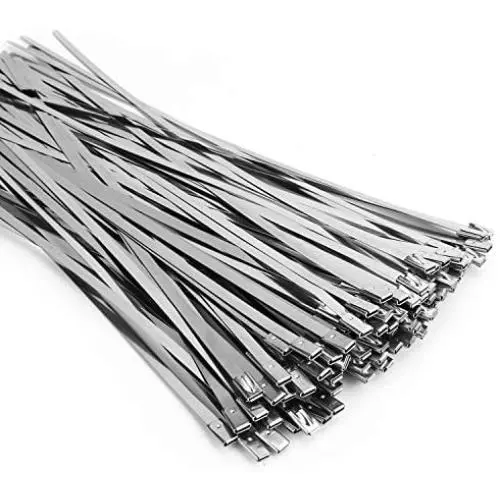 (100PCS 11.8 Inch) Metal Cable Zip Ties, 304 Stainless Steel, Multi-purpose Heavy Duty Self-locking Cable Ties,Suitable for Exhaust Wrapping, Fence, Outdoor and Canopy Etc.