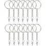 KINGFOREST 100PCS Split Key Ring with Chain 1 inch and Jump Rings with Screw Eye Pins,Split Key Ring with Chain Silver Color Metal Split Key Chain Ring Parts with Open Jump Ring and Connector.