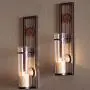 COLIBYOU 2 Piece Brown Tan Candle Holders Metal Sconce Set Modern Contemporary Wall Sconces Candles Warm Romantic Ambiance Elegant Geometric Design Circle Pattern, Iron COLIBYOU 2 Piece Brown Tan Candle Holders Metal Sconce Set Modern Contemporary Wall Sconces Candles Warm Romantic Ambiance Elegant Geometric Design Circle Pattern, Iron