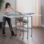 Studio Designs Sew Ready Mobile Height Adjustable Hobby and Craft Cutting Table with Drawers in Silver/White (13374)