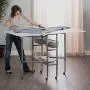 Studio Designs Sew Ready Mobile Height Adjustable Hobby and Craft Cutting Table with Drawers in Silver/White (13374)