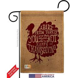 Angeleno Heritage GS137118-DB A Part from Turkey Burlap Fall Thanksgiving Impressions Decorative Vertical 13'' x 18.5'' Double Sided Garden Flag Set Metal Pole Hardware