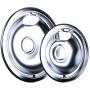 KITCHEN BASICS 101 Replacement Chrome Drip Pans for Whirlpool W10196405 and W10196406 - Includes an 8-Inch and 3 6-Inch Pans, 4 Pack