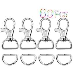 Paxcoo 60Pcs Key Chain Hooks with D Rings for Lanyard and Sewing Projects