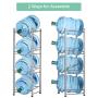 Water Bottles Holder 5 Gallon Water Cooler Jug Rack 4 Tier Detachable Bucket Organizer Dispenser Stainless Steel 5 Gal Bottles Cabby Rack Shelf with Anti-slip Rubber for Home Office Company Chrome