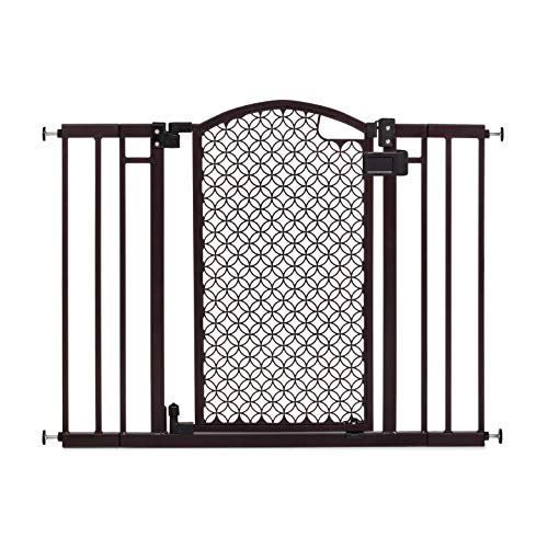 Summer Modern Home Decorative Walk-Thru Baby Gate, Metal with Bronze Finish, Decorative Arched Doorway – 30” Tall, Fits Openings up to 28” to 42” Wide, Baby and Pet Gate for Doorways and Stairways