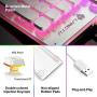 LANGTU Membrane Gaming Keyboard, Rainbow LED Backlit Quiet Keyboard for Office, USB Wired All-Metal Panel 25 Keys Anti-ghosting Computer Keyboard 104 Keys - L1 White/Silver