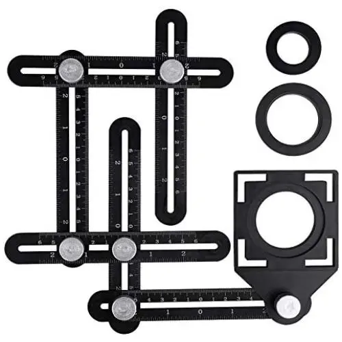 Aluminum alloy multi-function six-fold ruler angle finder universal angler ruler metal Drill Guide Locator Tile Opening Hole angle template tool angle copier for Builders, Craftsmen, Carpenters Aluminum alloy multi-function six-fold ruler angle finder universal angler ruler metal Drill Guide Locator Tile Opening Hole angle template tool angle copier for Builders, Craftsmen, Carpenters