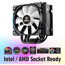 Enermax ETS-T50 Axe Addressable RGB CPU Air Cooler 230W+ TDP for Intel/AMD Univeral Socket 5 Direct Contact Heat Pipes 120mm PWM Fan Black: ETS-T50A-BK-ARGB