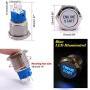 Taiss 12V 19mm Momentary Blue LED Illuminated Car Engine Start Push Button Switch 1NO 1NC 3/4'' Mounting Hole Silver Stainless Steel Metal Toggle Switch For Car Boat Part Modification TM19-Start -Bu