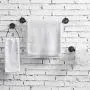 MyGift 3-Piece Wall Mounted Black Metal Pipe Bathroom Accessory Set w/Toilet Paper Holder, Towel Ring & Towel Bar