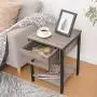 HOOBRO Nightstand, 2-Tier End Table, Industrial Side Table with Drawer and Storage Shelf, Wood Accent Table with Metal Frame, Easy Assembly, Greige and Black BG40BZ01 HOOBRO Nightstand, 2-Tier End Table, Industrial Side Table with Drawer and Storage Shelf, Wood Accent Table with Metal Frame, Easy Assembly, Greige and Black BG40BZ01