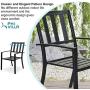 PHI VILLA Outdoor Patio Steel Frame Slat Seat Dining Arm Chairs Set of 4 for Garden,Backyard - Black
