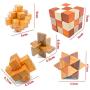 Guaishou Brain Teasers with The Puzzles 21Pcs Unlock Interlock Game IQ Test Toy 3D Wooden and Metal for Party Favor Kids Adults Challenge