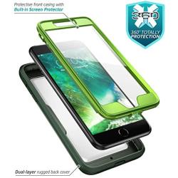 i-Blason Magma Series Case for iPhone 8 Plus 2017/iPhone 7 Plus, Heavy Duty Protection Full Body Bumper Case with Built-in Screen Protector, Includes Removable Beltclip Holster (MetallicGreen)