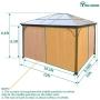 YITAHOME 10x12 ft Outdoor Patio Hardtop Aluminum Canopy Gazebo with Mosquito Netting and Privacy Curtain for Garden, Backyard, Deck, Lawns, Parties