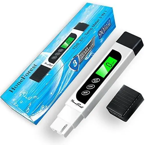 Water Quality Tester, Accurate and Reliable, HoneForest TDS Meter, EC Meter & Temperature Meter 3 in 1, 0-9990ppm, Ideal Water Test Meter for Drinking Water, Aquariums, etc. Water Quality Tester, Accurate and Reliable, HoneForest TDS Meter, EC Meter & Temperature Meter 3 in 1, 0-9990ppm, Ideal Water Test Meter for Drinking Water, Aquariums, etc.