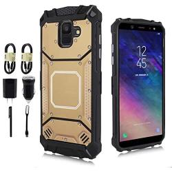 Compatible with Samsung Galaxy A6 2018, Feather Light Aluminum Metal Rugged Cover, Defender Case for Samsung Galaxy A6 SM-A600A 2018 [Value Bundle] (Gold)