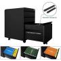 Dprodo 3 Drawers Mobile File Cabinet with Lock, Metal Filing Cabinet for Legal & Letter Size, Locking File Cabinet for Home & Office Full-Extension Drawers, Black