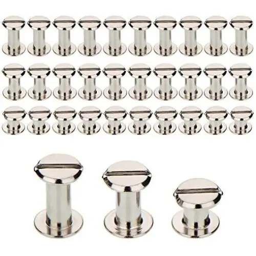 TecUnite Screw Post Metal Chicago Screws Binding Screw Leather Screw Nail Rivet Button Solid Belt Tack Screw, 1/4, 3/8 and 1/2 Inch, Silvery (75)