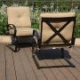 PHI VILLA Patio Spring Motion Metal Dining Chairs with Padded Beige Cushion, Set of 2 for Outdoor Deck, Porch