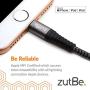 zutBe Shield MFi Certified iPhone Lightning Cable, Reinforced Braided Nylon Charger Compatible with All iPhone 12, SE, 11, X, 8, 7, 6, iPad, iPod - [Be Charitable, Durable, Confident] (3 Foot)