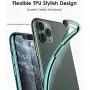 DTTO Compatible with iPhone 11 Pro Max Case, Slim Fit Clear Soft TPU Cover with Metal Luster Edge for 2019 iPhone 6.5 Inch，Midnight Green
