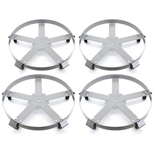 4) Extra Heavy Duty 55 Gallon Drum Dolly Dollies Swivel Casters Steel Frame Non Tip 1250 lbs 5 Wheel