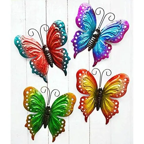 ShabbyDecor Metal Butterfly Wall Art Hanging Décor for Patio Garden Backyard Outdoor and Indoor Set of 4 ShabbyDecor Metal Butterfly Wall Art Hanging Décor for Patio Garden Backyard Outdoor and Indoor Set of 4