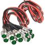 Amotor 10Pcs 8mm 5/16'' LED Metal Indicator Light 12V Waterproof Signal Pilot Lamp Dash Directional Car Truck Boat with Wire (Green)