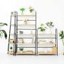 C-Hopetree Ladder Bookshelf - 3 Tier Bookcase Display Shelf - Black Metal Frame