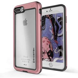 Ghostek Atomic Slim iPhone 8 Plus, iPhone 7 Plus Clear Case with Space Metal Bumper Heavy Duty Protection Wireless Charging Compatible for 2016 iPhone 7 Plus / 2017 iPhone 8 Plus (5.5 Inch) - (Pink)