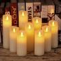 Vinkor Flameless Candles Led Candles Set of 9(H 4'' 5'' 6'' 7'' 8'' 9'' xD 2.2'') Ivory Real Wax Battery Operated Candles with Moving LED Flame & 10-Key Remote Control 2/4/6/8 Hours Timer