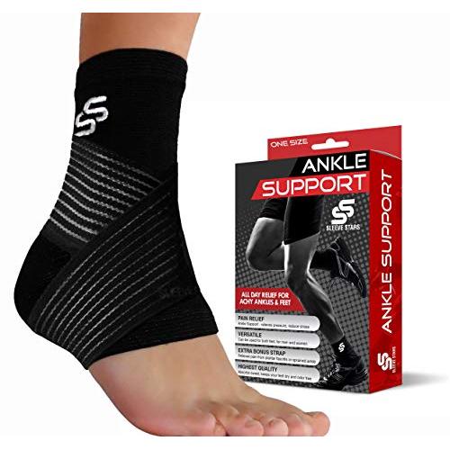 Sleeve Stars Ankle Brace Plantar Fasciitis and Ankle Support, Ankle Compression Sleeve for Achilles & Tendonitis, Foot Brace for Sprain and Heel Pain Relief, Black Ankle Brace for Women & Men (Single)