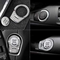 LECART 3Pcs Bling Car Engine Start Stop Button Cover Trims for BMW Premium Zinc Alloy Ignition Push Button Cover Stickers Compatible for BMW 2 3 3GT 4 5 6 7 X1 X2 X3 X4 X5 X6 X6M M2 M3 M4 M5 M6 Series