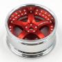 hobbysoul 2pcs RC 1/10 Aluminum Alloy Wheel Rims Hex 12mm Adjustable Offset Red & Silver Color Fit 1:10 RC On Road Drift Touring Car Tires